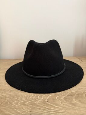 Brixton Black Wide-Brim Wool Hat with Slim Band